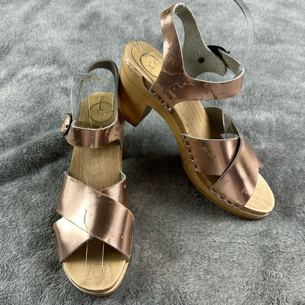 No. 6 Coco Cross Metallic Rose Gold Clogs Size Eur 41 Or Us 10.5